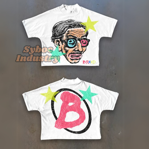 เสื้อยืดมัด & ย้อมสีสำหรับผู้ชายเสื้อยืดผ้าฝ้ายทรงครอปไซส์ใหญ่พิเศษสำหรับฤดูร้อน - Product Image 3