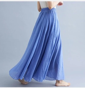 Saia กระโปรงยาวผ้าลินินคอตตอนสีทึบแฟชั่นสำหรับผู้หญิงกระโปรงยาวทรงหลวมแนวฮาราจูกุหรูหราสำหรับผู้หญิง - Product Image 3