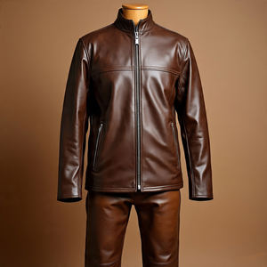 Men's Outerwear Custom Handmade Full Zipper Genuine Leather <b>Shirts</b> | Men Wholesale Fashion Full <b>Zip</b> Sheep Skin Leather <b>Shirt</b> - Product Image 5