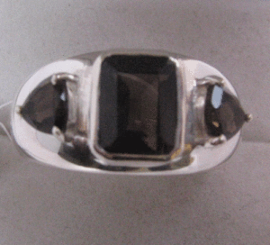 Bague Shah Gems pour femme, style bohème fait main, en argent sterling 925, avec quartz fumé naturel, pour le quotidien ou les promesses - Product Image 1