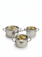 Ensemble de casseroles et poêles élégantes en acier inoxydable au design martelé, casserole avec couvercle en forme de papillon doré, ustensiles de cuisine, sans danger pour les aliments