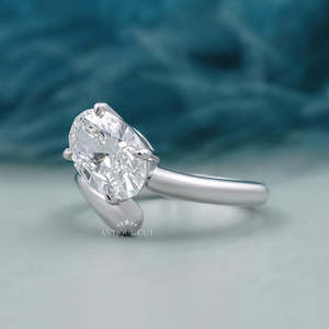 IGI Certified Women's White Gold Engagement <b>Ring</b> Bypass Design Oval Cut Solitaire <b>Diamond</b> <b>Rings</b> Collection - Product Image 3