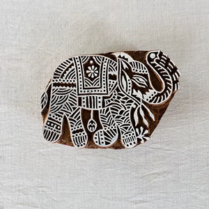 <b>Hand</b>-Carved Teak Wood Elephant <b>Stamp</b>: Indian Textile Block | Traditional Indian Textile Block - Product Image 1