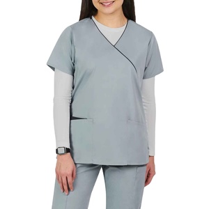 Uniformes de Enfermería de 2 Piezas: Blusa de Manga Corta y Pantalones Largos, Ropa de Trabajo con Cuello en V para Clínica - Product Image 1