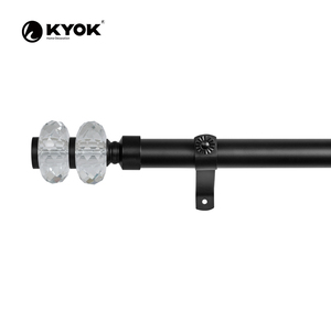KYOK Modern Black Curtain <b>Pole</b> with Glass Ball Finial Easy Installation Minimalist Design 0.75-0.99 Inch Diameter - Product Image 2
