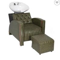 Chaise de shampooing moderne et portable en cuir synthétique écologique, imperméable, avec éponge haute densité et bac en céramique, réglable pour salon de coiffure