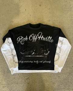 T-shirt graphique double couche T-shirt à manches longues pour hommes T-shirt personnalisé double couche T-shirt graphique de haute qualité - Product Image 1