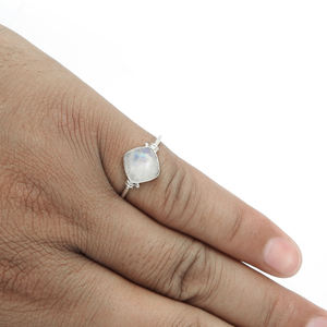 แหวนรูปพระจันทร์สีรุ้งธรรมชาติสำหรับหมั้น925เงินสเตอร์ลิงทำด้วยมือเครื่องประดับ Boho สำหรับผู้หญิงเด็กผู้หญิง - Product Image 2