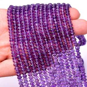 Natural Purple Amethyst Faceted Rondelle Gemstone <b>Beads</b> 5-6mm Loose Purple <b>Stone</b> <b>Beads</b> for Jewelry Making at Wholesale Price 16" - Product Image 1