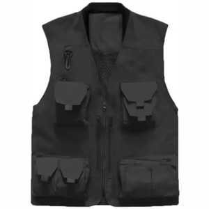Gilet multi-poches à séchage rapide pour homme Cargo Oversized Photographer Black Mesh Utility Windproof Outdoor Fishing Men's Vest - Product Image 1