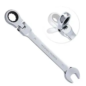 Llave de trinquete flexible de 19mm, acero CRV 12PT. Llave combinada de trinquete de 72 dientes