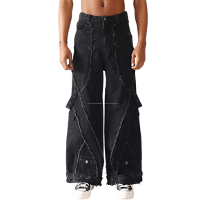 Pantalones Cargo Deportivos Casuales para Hombre, Estilo Holgado, con Paneles, 100% Algodón, Ropa Vintage Premium, Ecológica, Corte Recto - Product Image 6