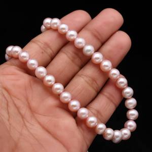 Ensemble de bijoux perlés faits à la main en argent sterling et or, perles d'eau douce blanches de 8 mm, qualité AAA, vintage, unisexe, pour anniversaire, fiançailles - Product Image 5