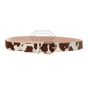 Cinturón de cuero de vaca personalizable de nuevo diseño de fábrica para hombres y mujeres estilo de moda occidental con cinturones de cuero de pelo de vaca - Product Image 5