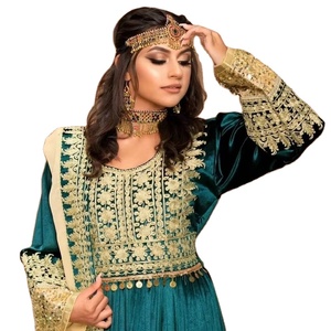 ชุดเดรสแขนยาวสไตล์อัฟกานิสถานสำหรับผู้ใหญ่ชุดเดรสปักสีทึบมาใหม่ - Product Image 1