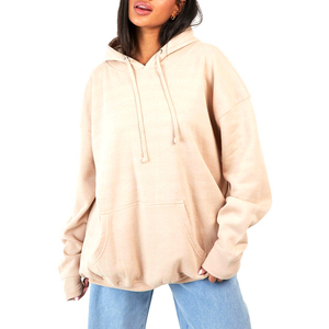 Oversized Plain Dyed Women Hoodies 100% Cotton Material Breathable Hooded Sweatshirt Customised Logo Printing OEM - Product Image 1