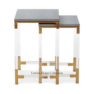 โต๊ะข้างแก้วและทองเหลืองชุบทอง3ชั้นดีไซน์เนอร์ยอดเยี่ยมโต๊ะข้างสำหรับกาแฟบ้านขนาดใหญ่โต๊ะข้างแบบแฟนซี - Product Image 5