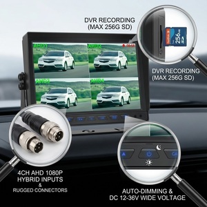 Moniteur AHD IPS 9 pouces avec affichage partagé en 2 parties | Caméra de recul DVR 1080P <span class=keywords><strong>pour</strong></span> <span class=keywords><strong>camping</strong></span>-<span class=keywords><strong>car</strong></span>, moissonneuse-batteuse, camion poubelle - Product Image 2