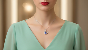 จี้รูปคลื่นเคลือบสีน้ำเงินหรูหรา ประดับเพชร ทองคำ 18K พร้อมเพชรแท้ เครื่องประดับผู้หญิง ดีไซน์คลื่นทะเล - Product Image 4