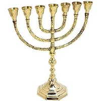 Menorah Hanukkah Bougeoir En Laiton Antique Fini Métal Aluminium 9 Menorah Bougeoir Décoratif