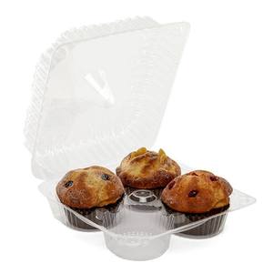 Clear PET Eco-friendly Disposable Clamshell Containers for Cupcakes Muffins Cakes Candies Salads Rectangle Pattern Made PP PVC - Product Image 3