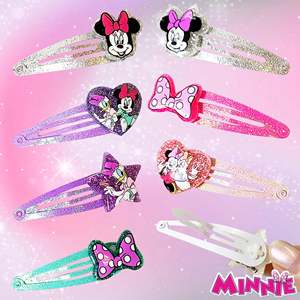 OEM/ODM Customizable Mickey Minnie Mouse Hair Accessories 6pc Sweet <b>Snap</b> Charm <b>Clips</b> Made Ribbon Fabric Direct Factory Carton - Product Image 3