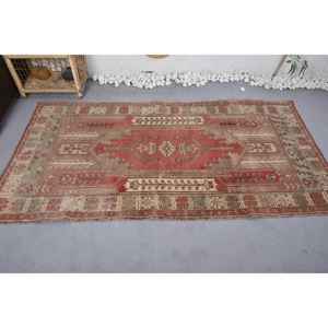 Tapis Vintage Écologique en Laine Latex Rouge Vert Grande Surface 9x12 Rectangle Patchwork Design Salle à Manger 3.6X6.8 pieds (111X208 Cm) - Product Image 3