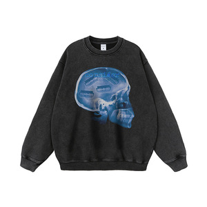 Sudadera con capucha de algodón puro pesado lavado y envejecido de marca, Sudadera con capucha vintage informal versátil para hombres y parejas - Product Image 5