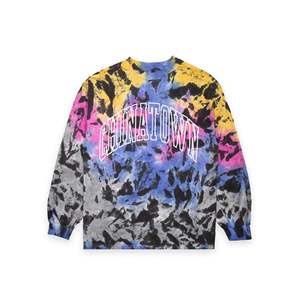 Camiseta Oversize Tie Dye de Manga Larga 100% Algodón Tejido con Patrón Sólido y Logotipo de Diseñador -CTM-TDLS - Product Image 1