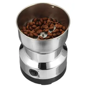 MINI Coffee Grinder Electric for Spices and Seeds with 2 Removable Stainless Steel Bowls Silver