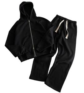 Ensemble de joggings et sweats à capuche en polaire vierge avec logo personnalisé Survêtements de course à glissière d'hiver unis de haute qualité 500gsm pour hommes - Product Image 1