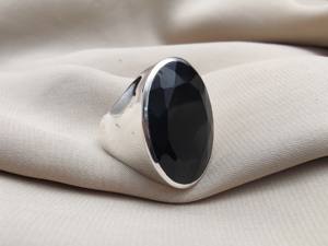 925 Sterling Silver Black Onyx Ring | Oval Faceted Gemstone Bezel Setting | Handmade Rhodium Plated Bohemian Leaf Floral Design - Product Image 6