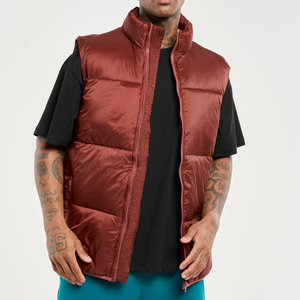 Diseño personalizado de alta calidad de lona Stand Collar cremallera frontal impermeable a prueba de viento Chaleco de burbuja para los hombres - Product Image 2