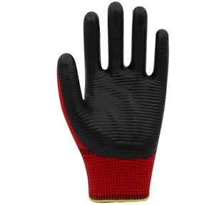 PN5 Zebra Guantes DE TRABAJO rojos con medio recubrimiento de poliéster de nitrilo tejido con 1/2 hilos de protección para manos y brazos - Product Image 2