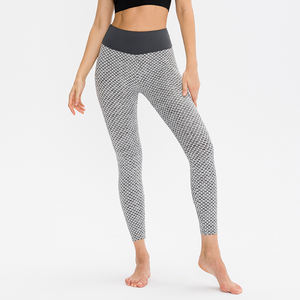 Pantalones de yoga sin costuras con estampado digital personalizado para mujer, mallas de cintura alta de punto transpirables con logotipo, mallas de sublimación informales - Product Image 1