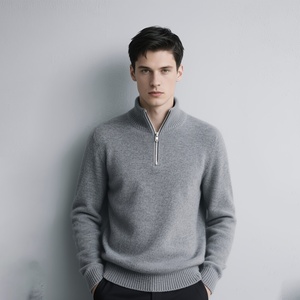Pull tricoté décontracté pour homme, fermeture éclair, matière douce et chaude, manches longues, coupe ajustée élégante, tricot confortable pour un usage quotidien - Product Image 1