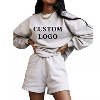 Conjunto Deportivo de Felpa 100% Algodón para Mujer, Tallas Grandes, Personalizado al por Mayor, Conjunto de Sudadera y Pantalones Deportivos para Invierno