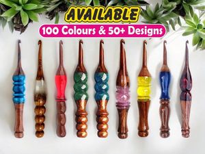 Agujas de ganchillo de resina y madera únicas, agujas de tejer pulidas naturales de alta calidad para el mejor palo de hilo de regalo para mujer en varios tamaños OEM - Product Image 4