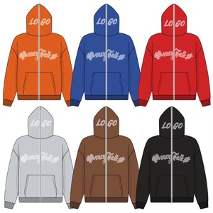 <b>IRON</b> ELEPHANT Custom Logo <b>Men's</b> Full Face Zip-Up Hoodie Hip Hop Style Knitted Weave Anti-Shrink Embroidered Hoody Design - Product Image 5