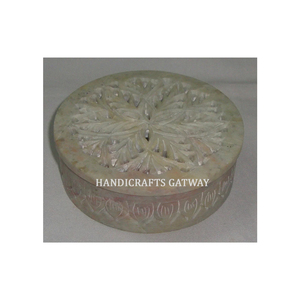 Diseño antiguo natural hecho a mano de forma rectangular de alta calidad redondeado fino pulido hermoso joyero tallado de esteatita - Product Image 1
