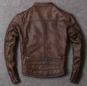 Veste d'hiver en toile marron pour homme, respirante, écologique, style streetwear, effet vieilli, café racer pour homme - Product Image 2