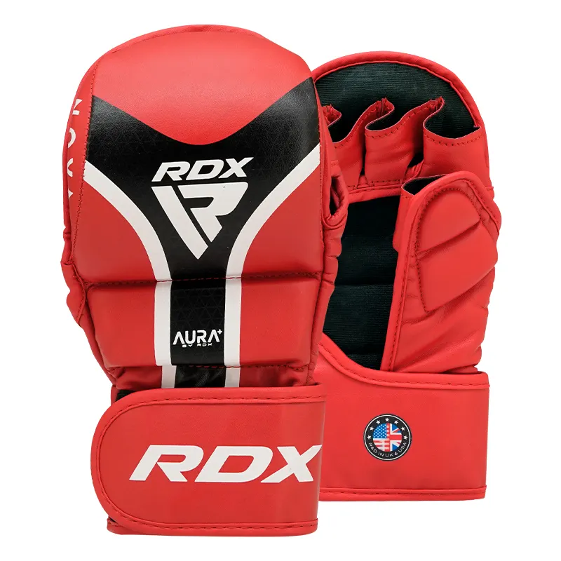 การออกแบบที่ดีที่สุด MMA ถุงมือขายส่งที่มีคุณภาพสูง MMA ถุงมือ RDX Aura บวก T-17สีแดง MMA ถุงมือ Sparring สำหรับการฝึกอบรม