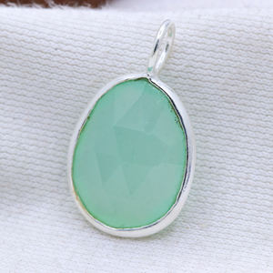 Pendentif pour femme en argent sterling 925 massif, fait main, avec pierre précieuse de calcédoine naturelle de forme géométrique, style bohème, vente en gros - Product Image 5