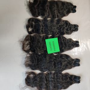 100% pas cher ondulé couleur naturelle aucune perte de cuticule brute non transformée alignée faisceaux en gros temple indien cheveux humains - Product Image 6