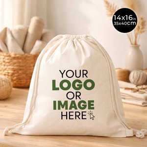 Custom Laminated 14x16 (35x40 Cm) Cotton Drawstring <b>Backpack</b> 4 oz Portable <b>Foldable</b> String System Custom Casual for Daily Use - Product Image 1