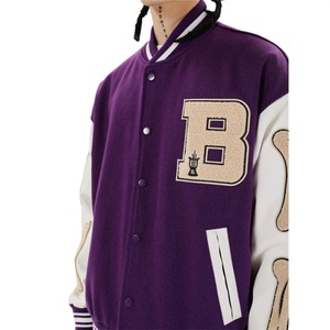 Blouson avec logo personnalisé en relief 3d de haute qualité pour hommes Blouson baseball blouson à capuche en cuir - Product Image 6