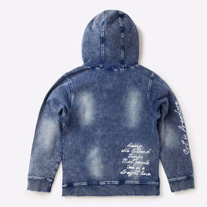 2025 haute qualité 100% coton lavé à l'acide à capuche brodé haute rue pierre lavé Vintage Design uni teint plusieurs hiver - Product Image 3