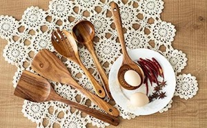 Natural Acacia Wood Kitchen Utensils <b>Wooden</b> Cooking Spoons Spatula <b>Ladle</b> Slotted Spoon Skimmer Nonstick Cookware Safe Durable - Product Image 6