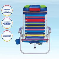 Chaise de plage pliante à suspension 4 positions avec lacets, en acier inoxydable, design moderne, multicolore, sac à dos, mobilier de jardin extérieur
