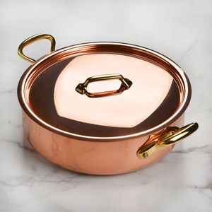 Sartén de cocina de cobre puro al por mayor de fábrica con tapa de acero inoxidable para uso en la cocina - Product Image 3